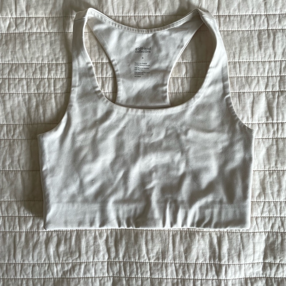 Girlfriend Collective White Racerback Sports Bra